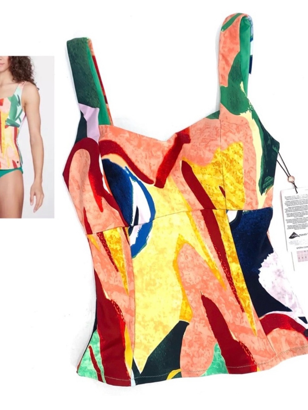 NWT Calia Power Sculpt Swim Tankini Top Size XS in Painterly Multicolor